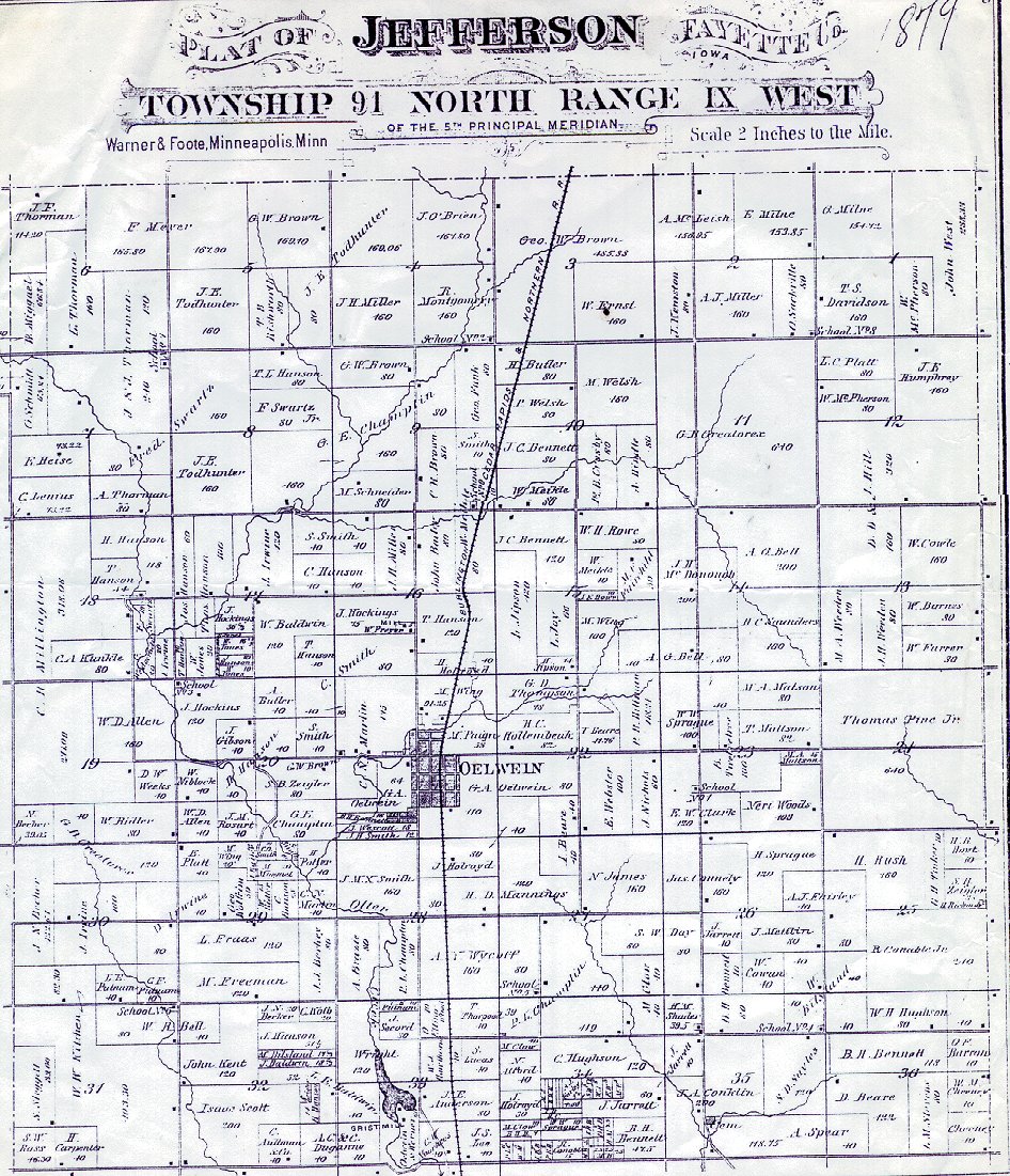 Jefferson Township, Fayette County, Iowa, 1879 Plat Map